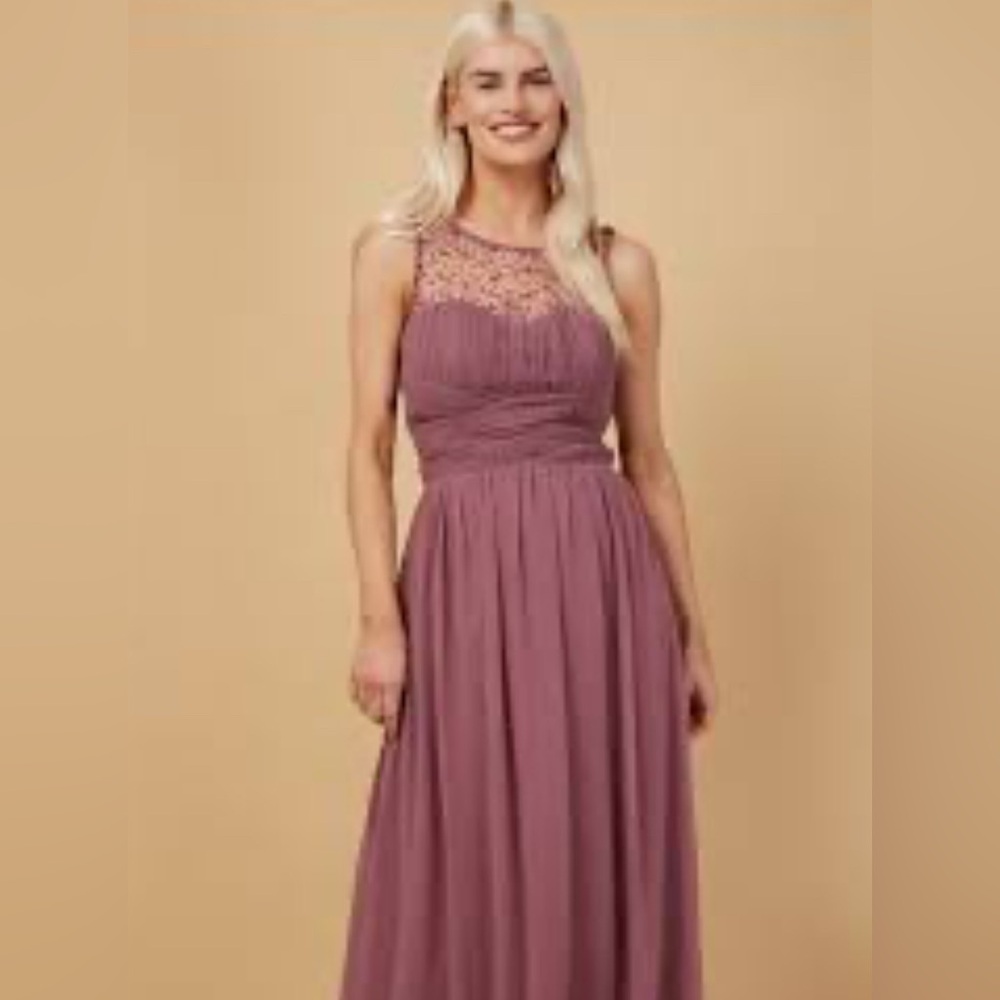 Mauve Dress with Embellished Neckline by Little Mistress Unworn US 6